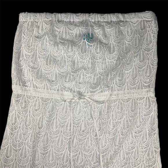 Coastal Blue White Lace Strapless Beach Swim Coverup Dress Size XL (16-18) - Picture 2 of 13